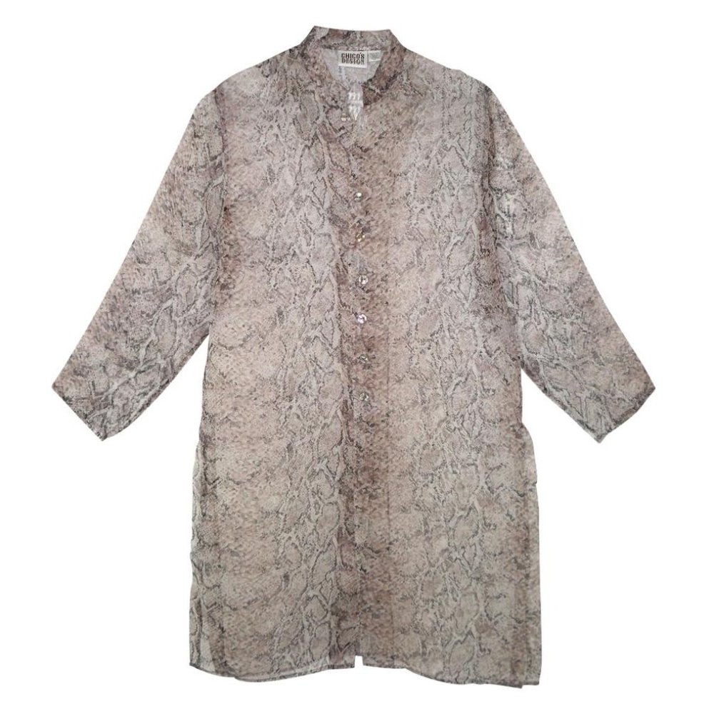 NWT Chico's SILK Organza Sheer Python Tunic Shirt